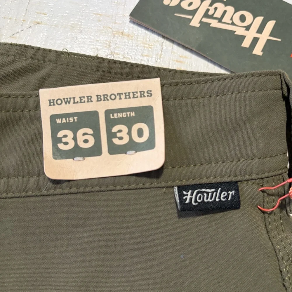Howler Bros Frontside Tech Pants NWT size 36 x 30 Olive Green Straight Leg - Picture 4 of 14